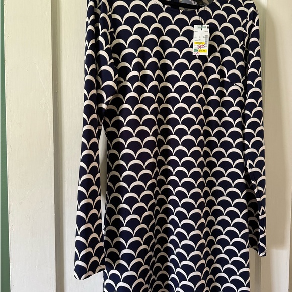 NWT Julie by Julie Brown long sleeve navy and white dress size L - Picture 1 of 6